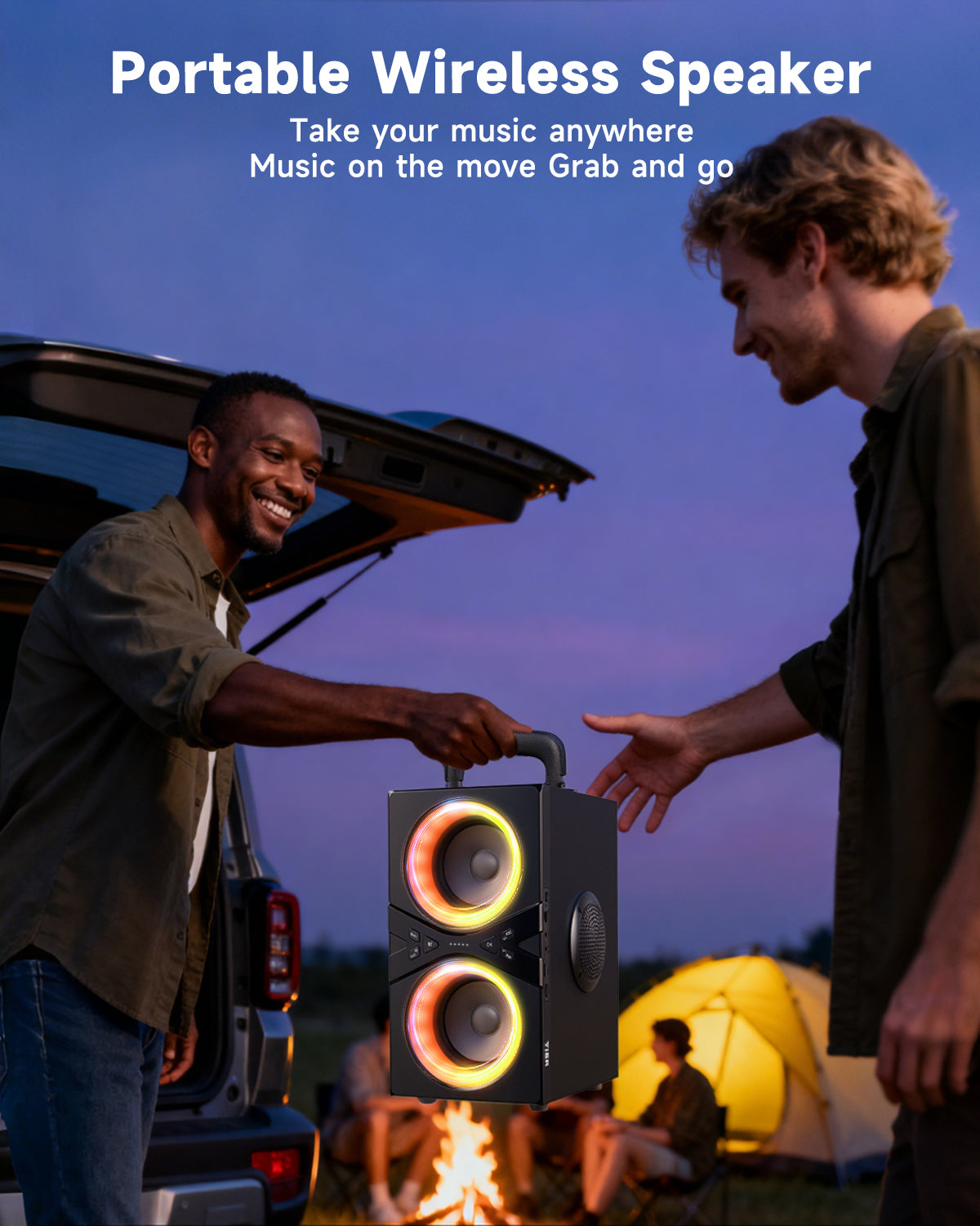 YIER Party Bluetooth Speaker:80W Peak Large Stero Sound for Outdoor