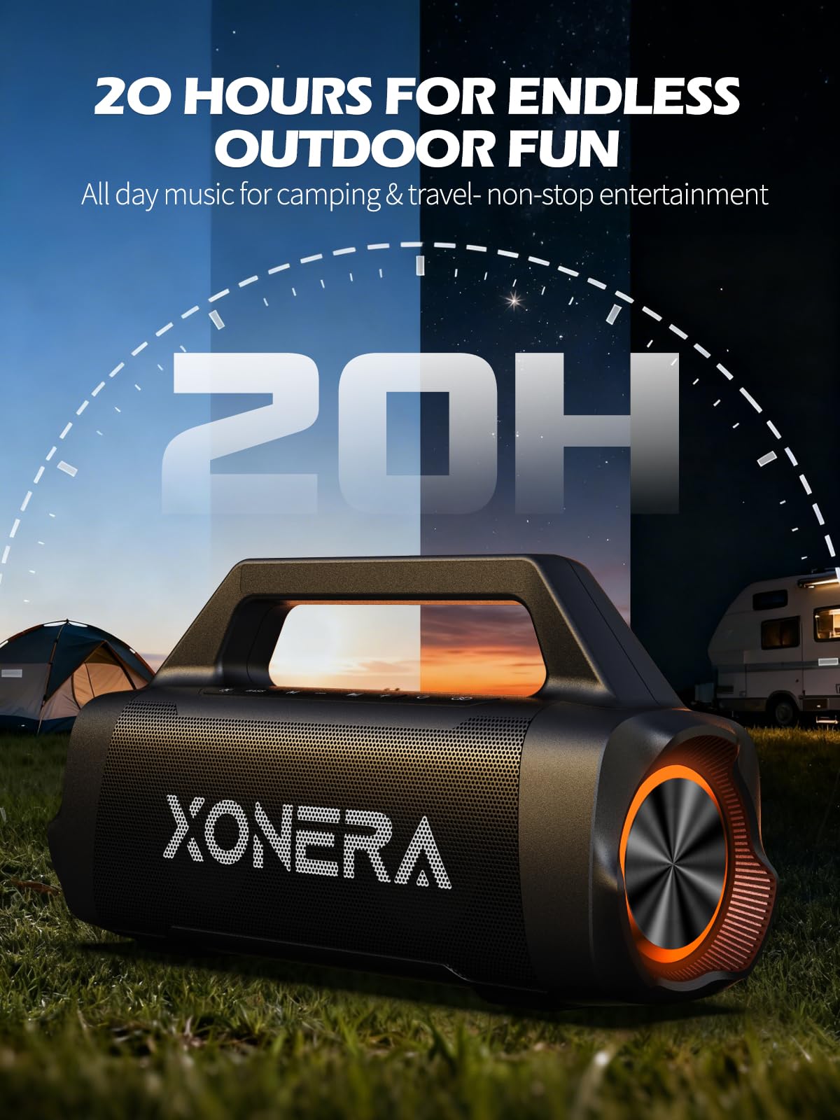 XONERA Speakers Bluetooth Wireless, 80W Peak Loud Outdoor Speaker with Bass