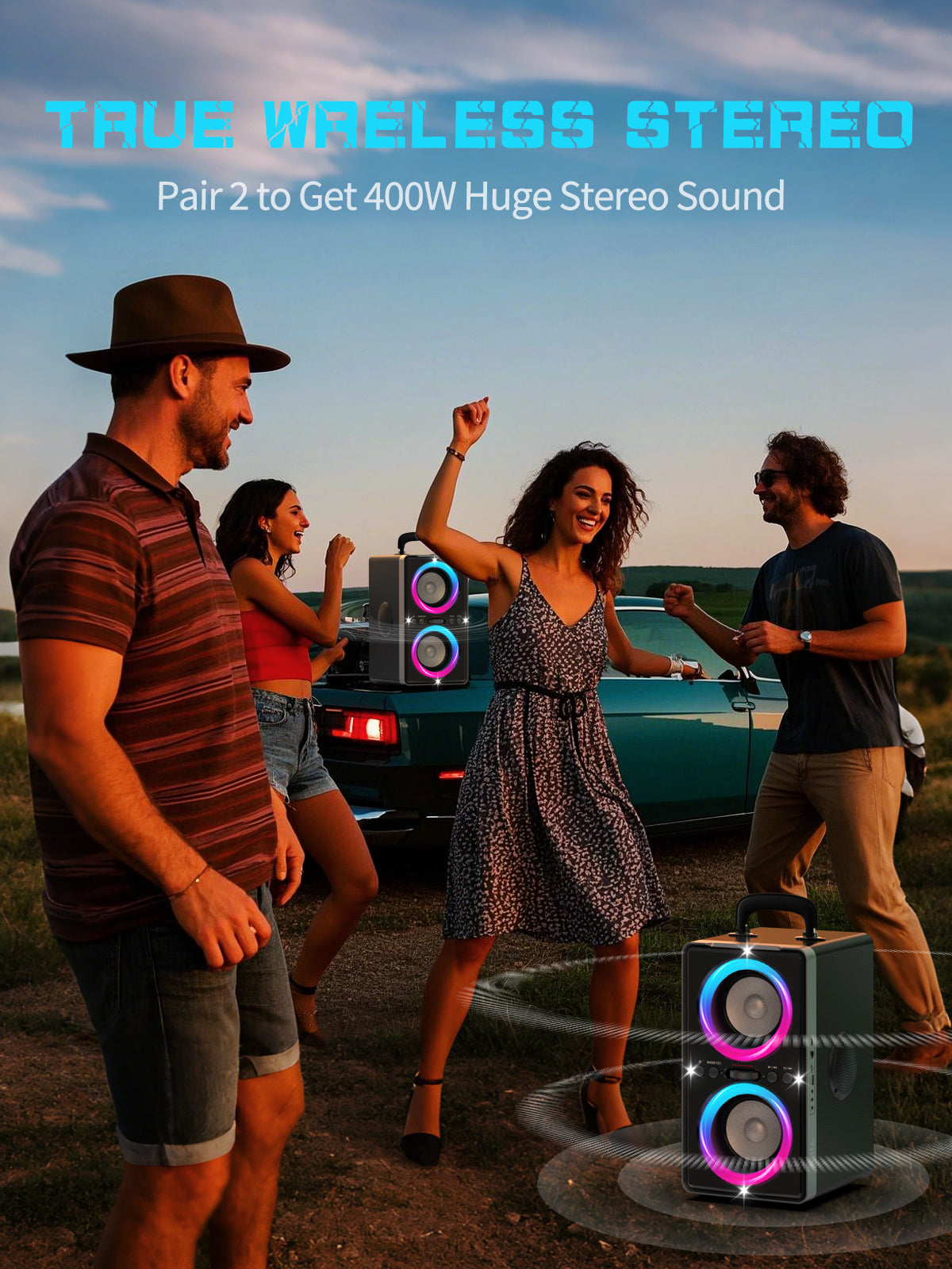 YIER Bluetooth Speaker, 200W Peak Loud Stereo with Big Bass