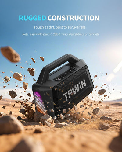 TPWIN Portable Bluetooth Speaker Wireless Speaker 80W Peak, Loud Speaker with Light