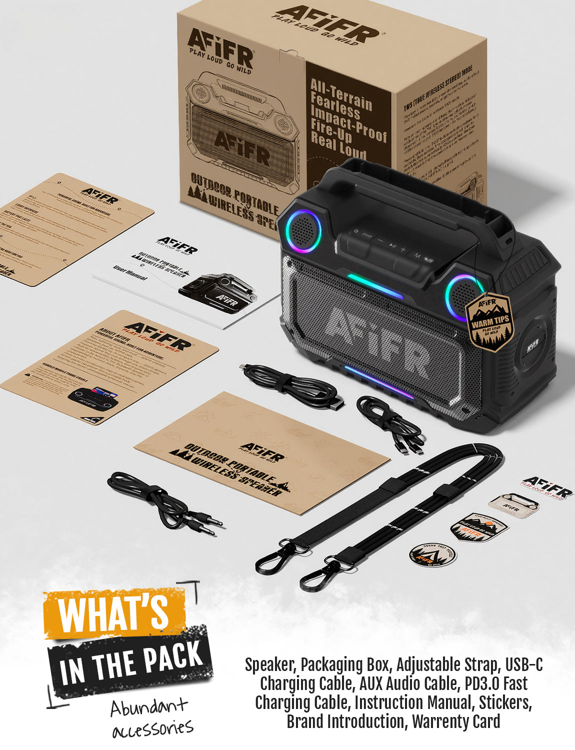 AFIFR Portable Outdoor Bluetooth Speaker 160W Loud Bass!