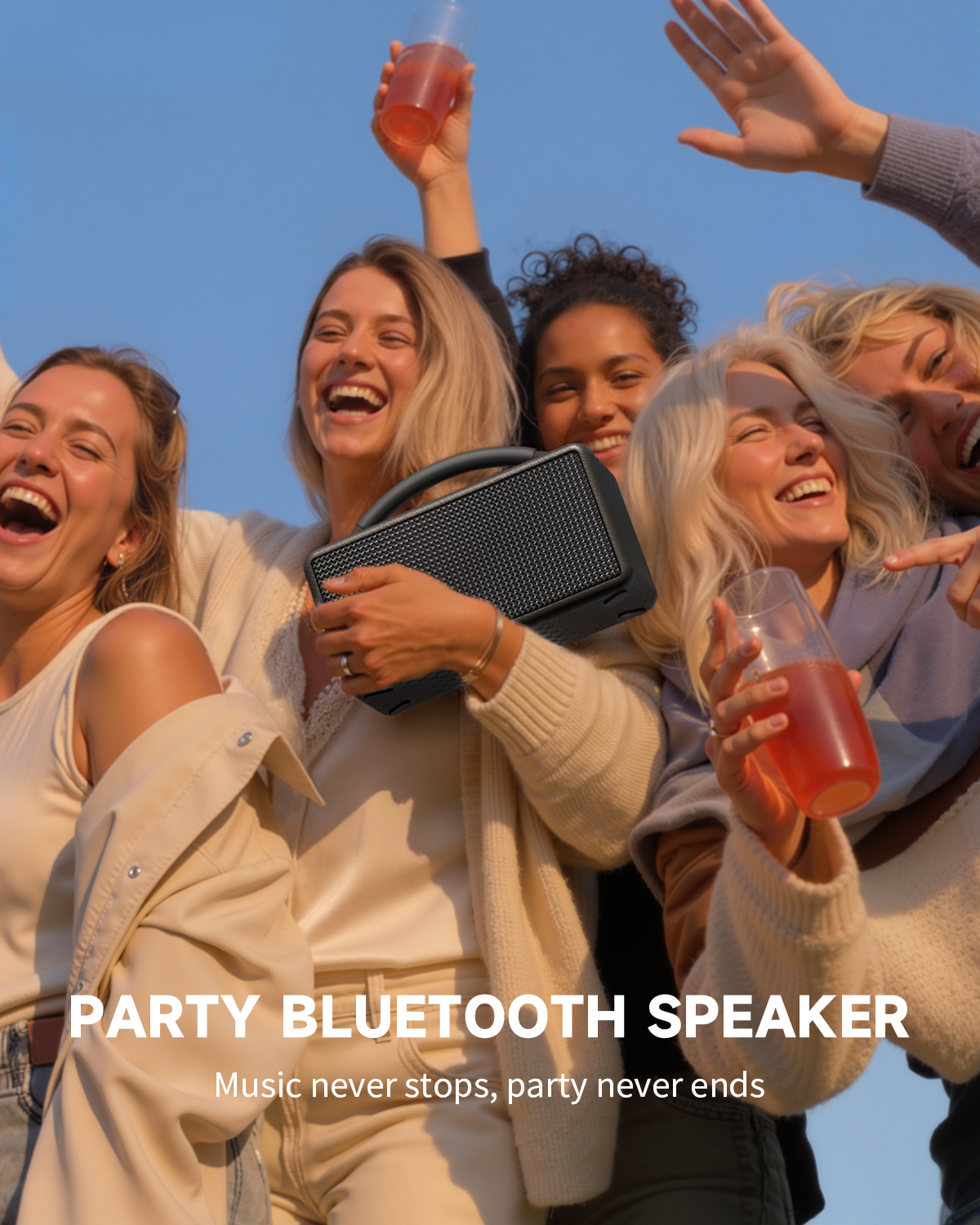 DINDIN Portable Bluetooth Speaker: 80W (Peak), 20H Playtime, Loud Wireless Wood Speakers