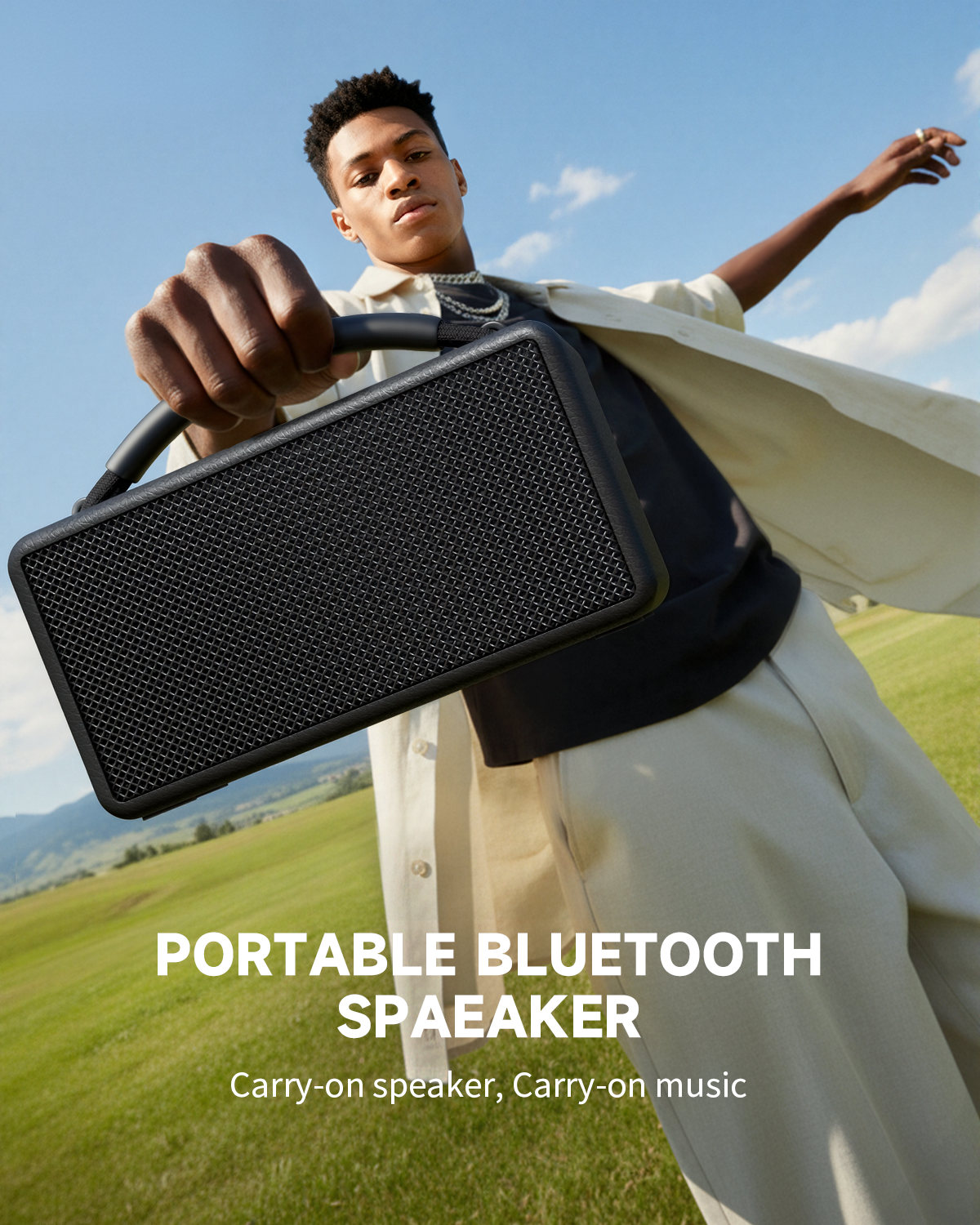 DINDIN Portable Bluetooth Speaker: 80W (Peak), 20H Playtime, Loud Wireless Wood Speakers