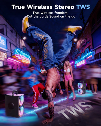 YIER Party Bluetooth Speaker:80W Peak Large Stero Sound for Outdoor