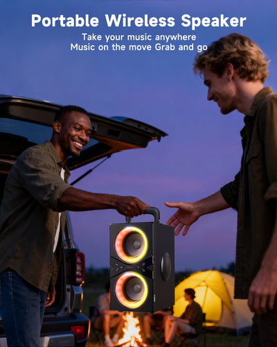 YIER Party Bluetooth Speaker:80W Peak Large Stero Sound for Outdoor