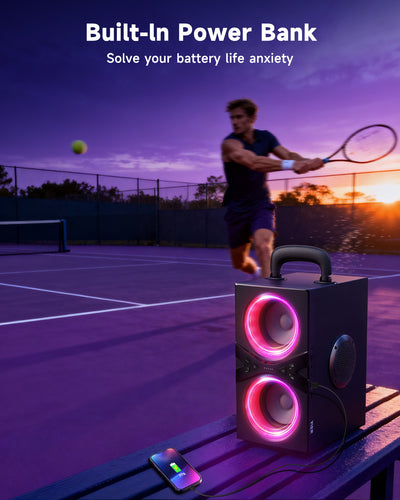 YIER Party Bluetooth Speaker:80W Peak Large Stero Sound for Outdoor