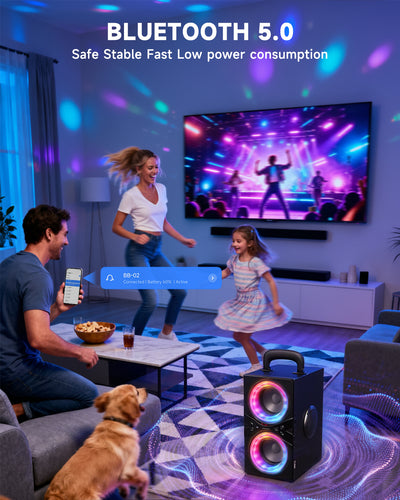 YIER Party Bluetooth Speaker:80W Peak Large Stero Sound for Outdoor