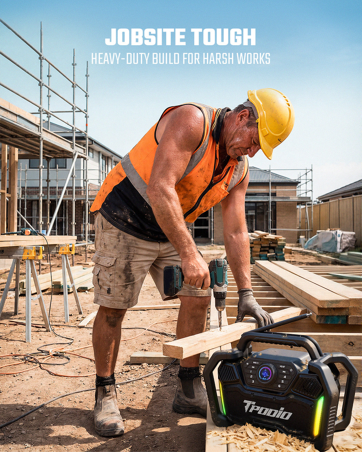 Garage 160W Outdoor Speaker Bluetooth: 120dB Fills 1200 Sq Ft
